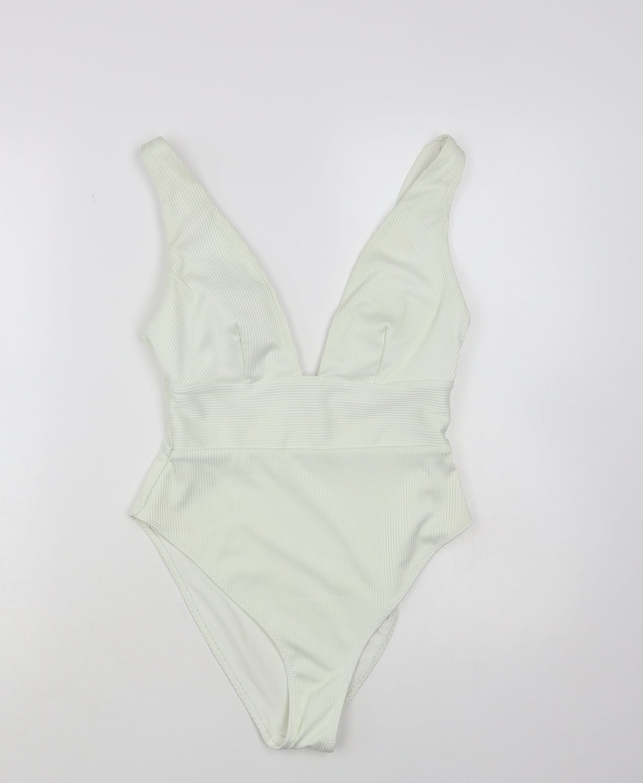 H&M Womens White Polyester One Piece Size 10 - Ribbed