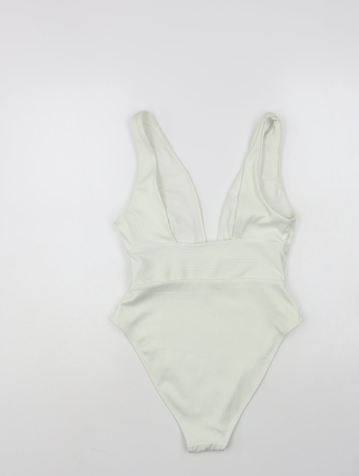 H&M Womens White Polyester One Piece Size 10 - Ribbed