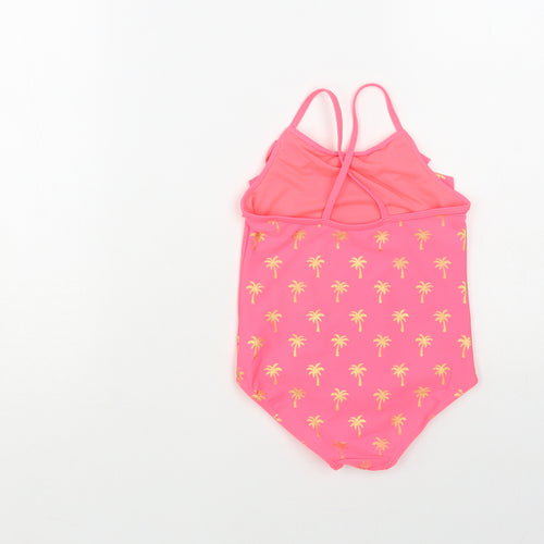 Matalan Girls Pink Geometric Polyamide Bodysuit One-Piece Size 3-4 Years Pullover - Palm Tree Print