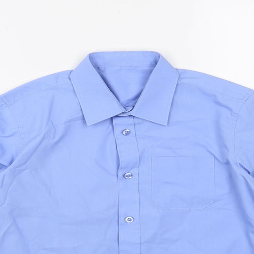 Dunnes Stores Boys Blue Polyester Basic Button-Up Size 9-10 Years Collared Button