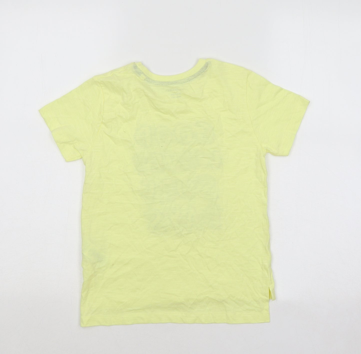 Primark Boys Yellow Cotton Basic T-Shirt Size 6-7 Years Round Neck Pullover - Good Waves Surf Days