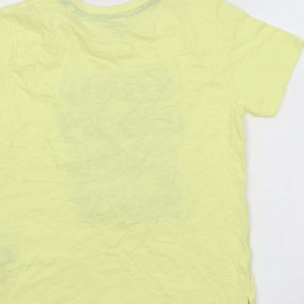 Primark Boys Yellow Cotton Basic T-Shirt Size 6-7 Years Round Neck Pullover - Good Waves Surf Days