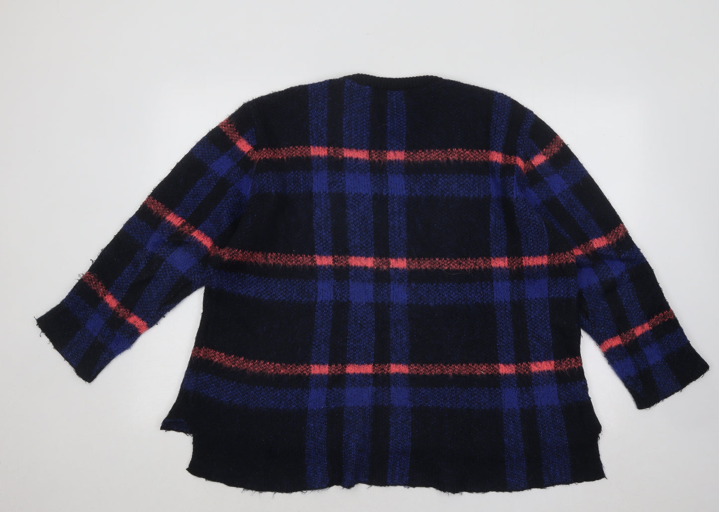 F&F Womens Multicoloured Round Neck Plaid Acrylic Pullover Jumper Size 16