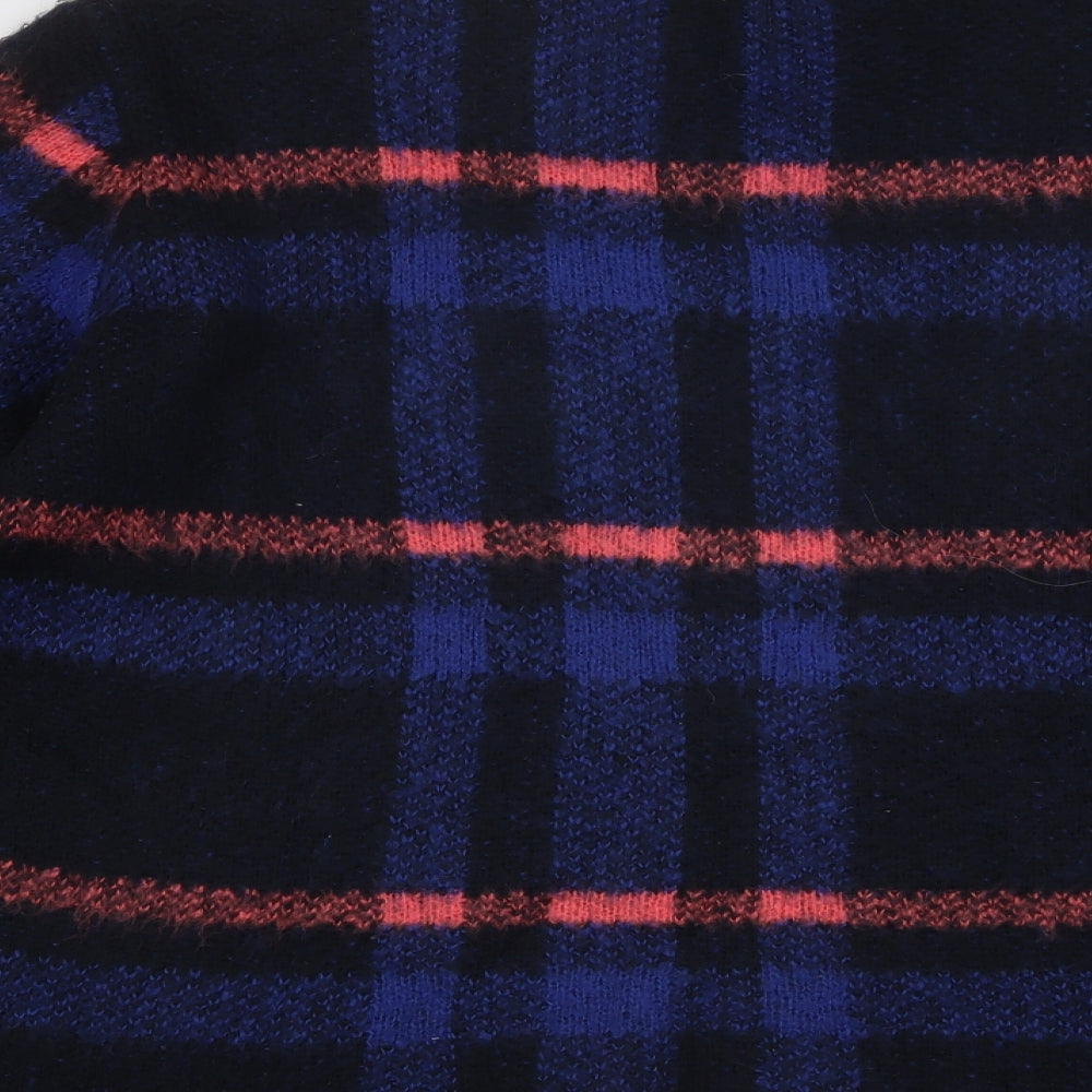F&F Womens Multicoloured Round Neck Plaid Acrylic Pullover Jumper Size 16