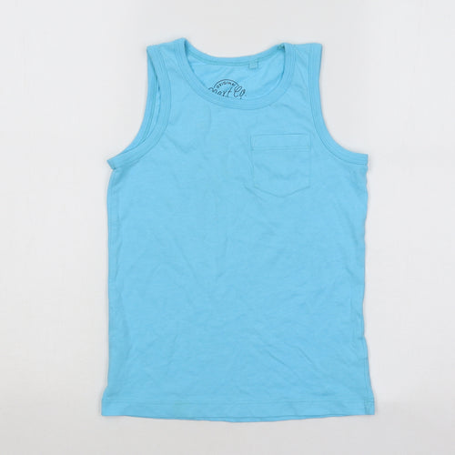 NEXT Boys Blue Cotton Basic Tank Size 7 Years Round Neck Pullover