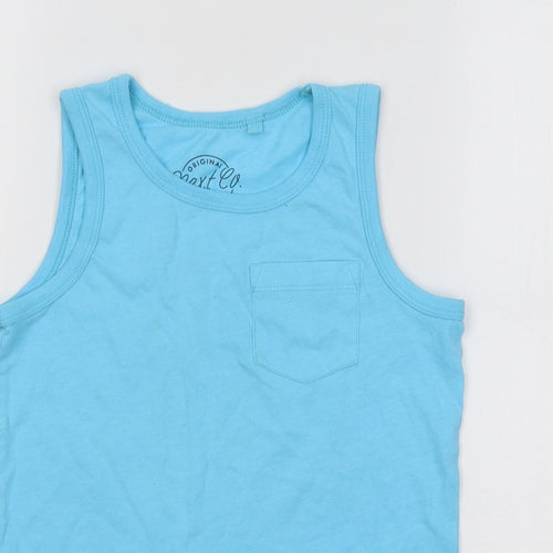 NEXT Boys Blue Cotton Basic Tank Size 7 Years Round Neck Pullover