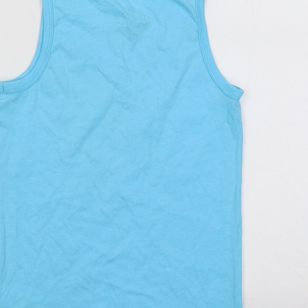 NEXT Boys Blue Cotton Basic Tank Size 7 Years Round Neck Pullover