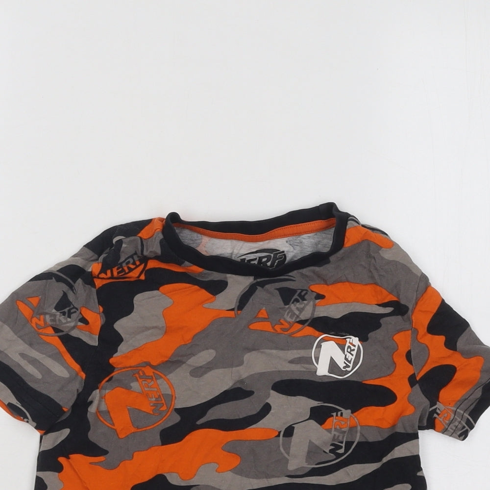 F&F Boys Multicoloured Camouflage Cotton Basic T-Shirt Size 5-6 Years Round Neck Pullover - Nerf