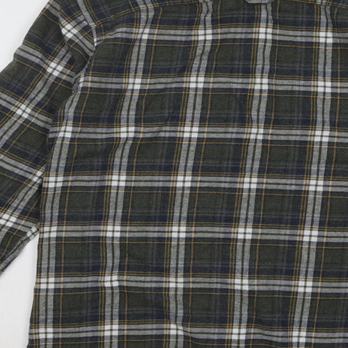 ONLY & SONS Mens Green Plaid Cotton Button-Up Size S Collared Button