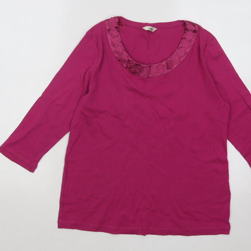 Marks and Spencer Womens Pink Round Neck Polyester Pullover Jumper Size 12