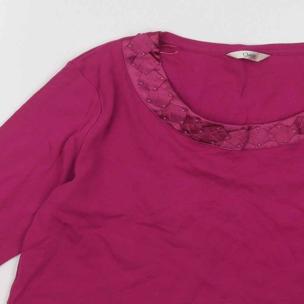 Marks and Spencer Womens Pink Round Neck Polyester Pullover Jumper Size 12