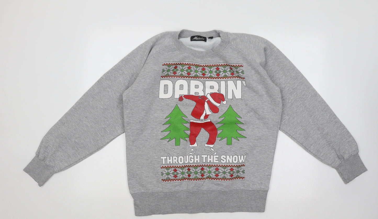 Malaika Womens Grey Cotton Pullover Sweatshirt Size XL Pullover - Dabbin Through The Snow