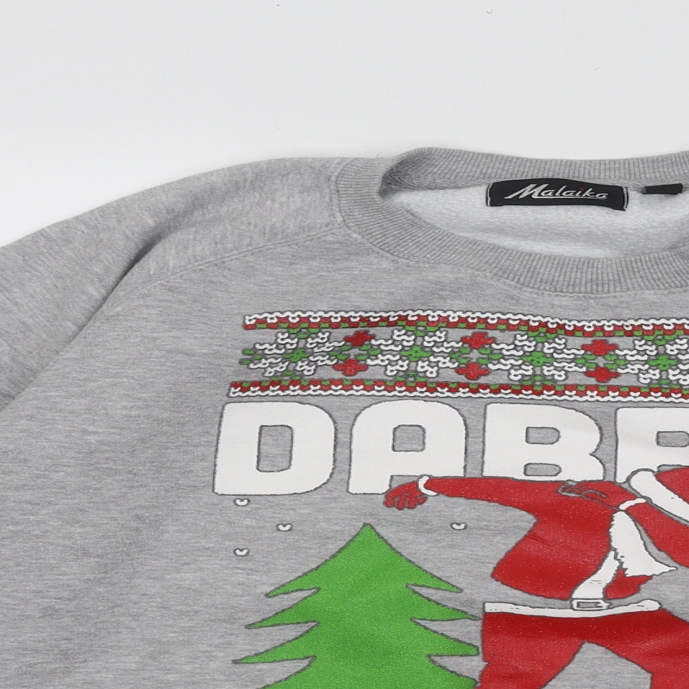 Malaika Womens Grey Cotton Pullover Sweatshirt Size XL Pullover - Dabbin Through The Snow