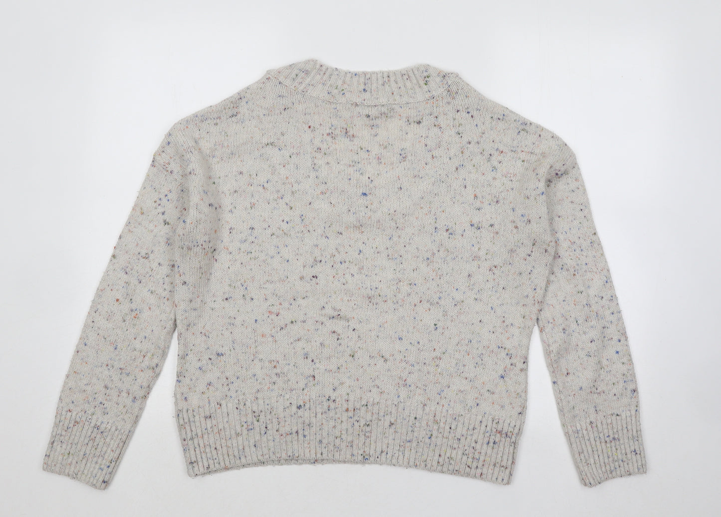 NEXT Womens Beige Scoop Neck Geometric Acrylic Pullover Jumper Size 10