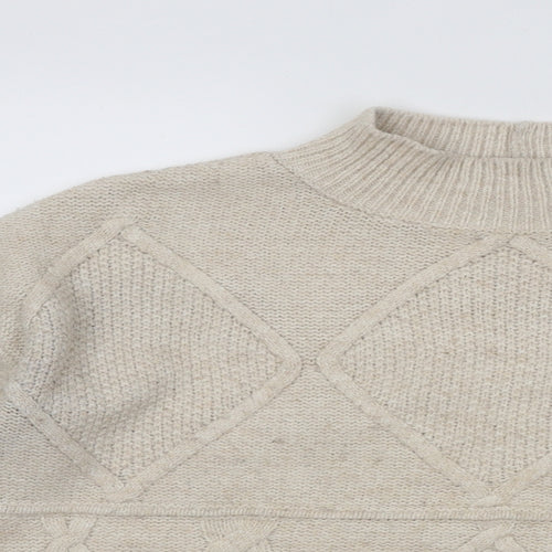 NEXT Womens Beige Mock Neck Acrylic Pullover Jumper Size S