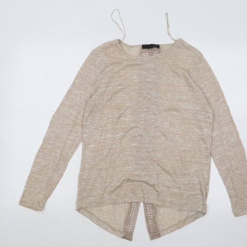 Atmosphere Womens Beige Round Neck Viscose Pullover Jumper Size 10