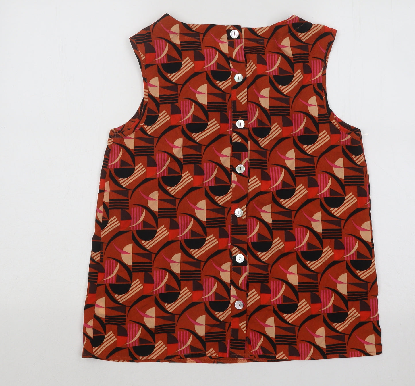 New Look Womens Multicoloured Geometric Polyester Basic Tank Size 12 Round Neck