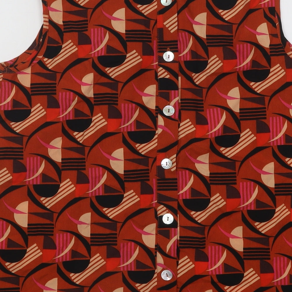 New Look Womens Multicoloured Geometric Polyester Basic Tank Size 12 Round Neck
