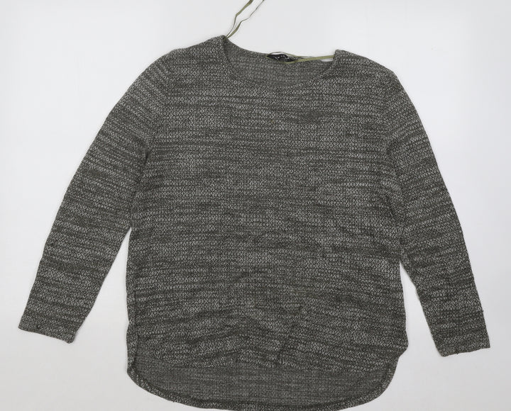 New Look Womens Green Round Neck Geometric Polyester Pullover Jumper Size 12