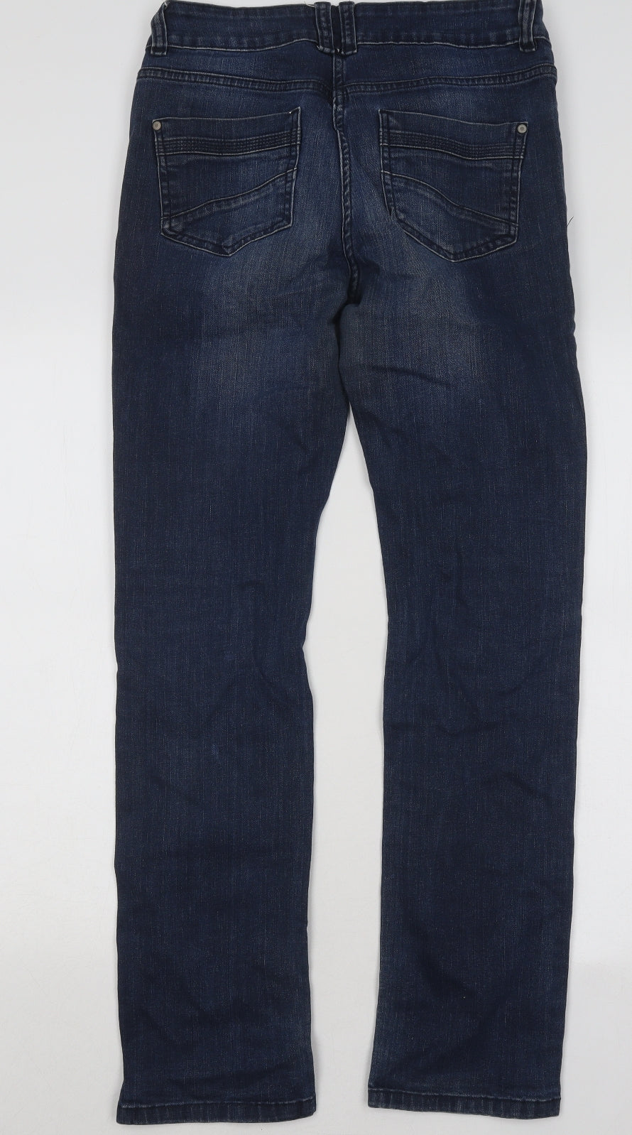 F&F Womens Blue Cotton Straight Jeans Size 10 L29 in Regular Button