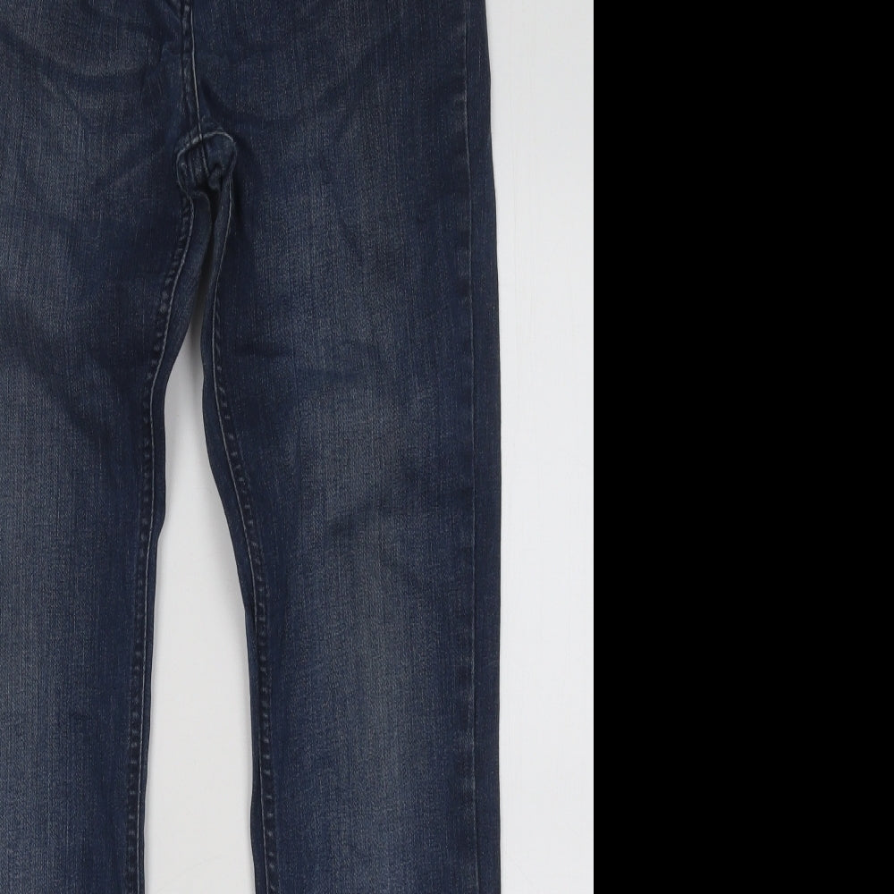 F&F Womens Blue Cotton Straight Jeans Size 10 L29 in Regular Button