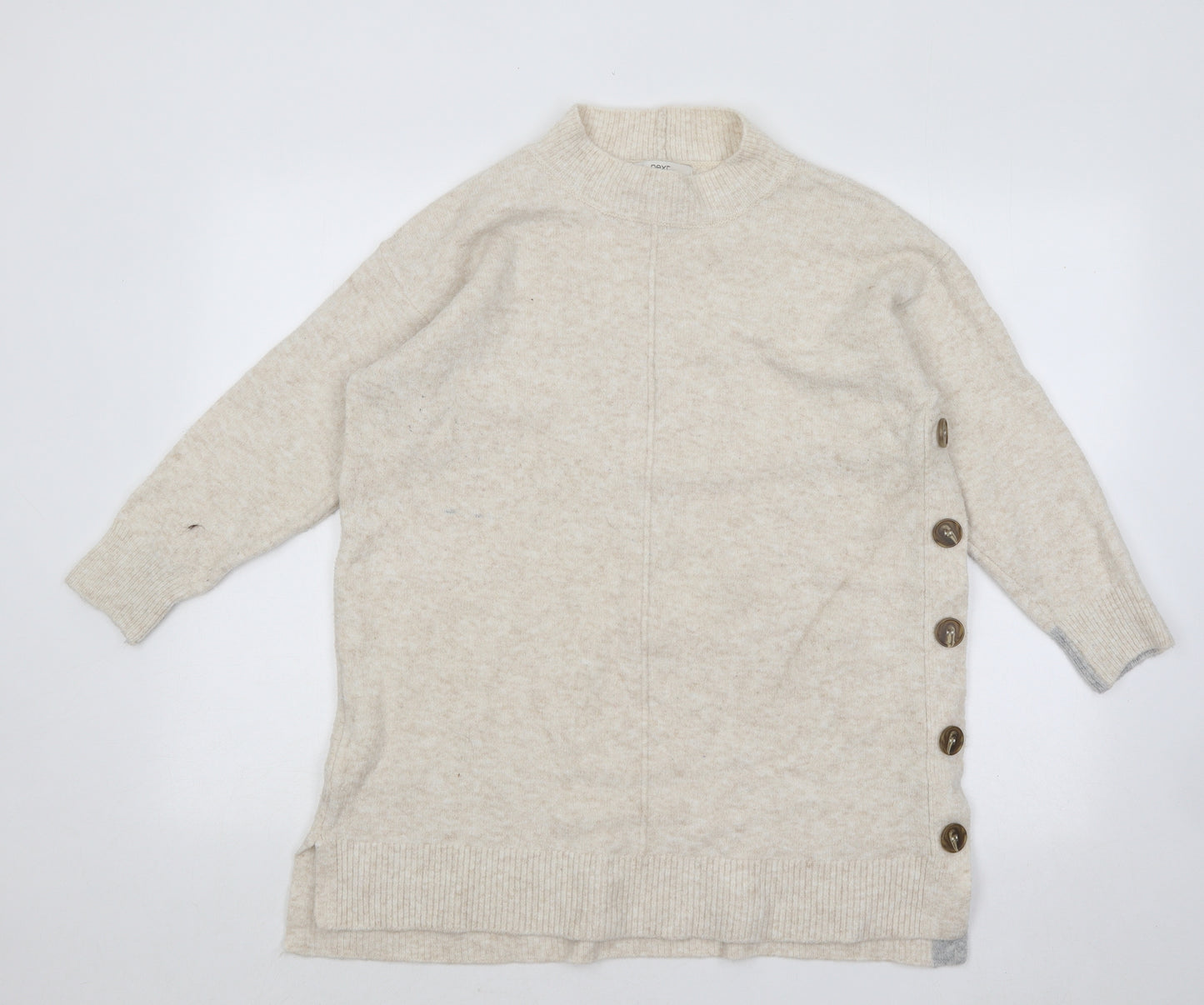NEXT Womens Beige Mock Neck Acrylic Pullover Jumper Size L