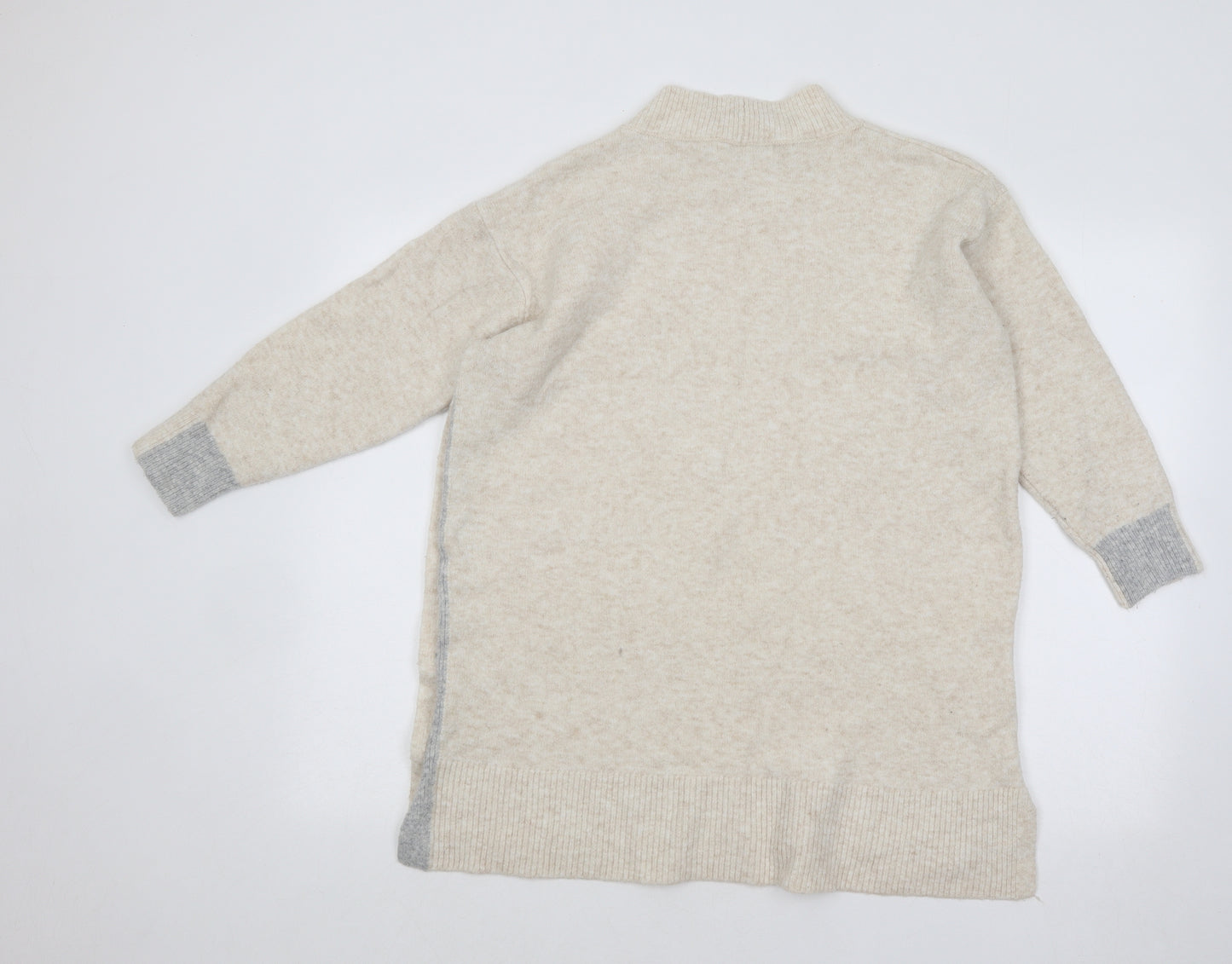 NEXT Womens Beige Mock Neck Acrylic Pullover Jumper Size L