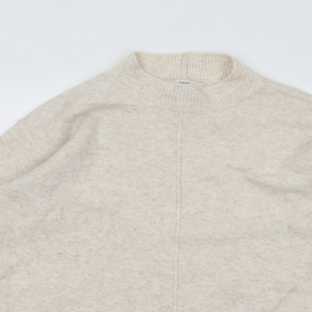 NEXT Womens Beige Mock Neck Acrylic Pullover Jumper Size L