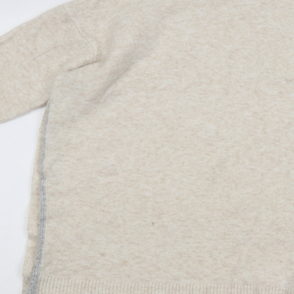 NEXT Womens Beige Mock Neck Acrylic Pullover Jumper Size L