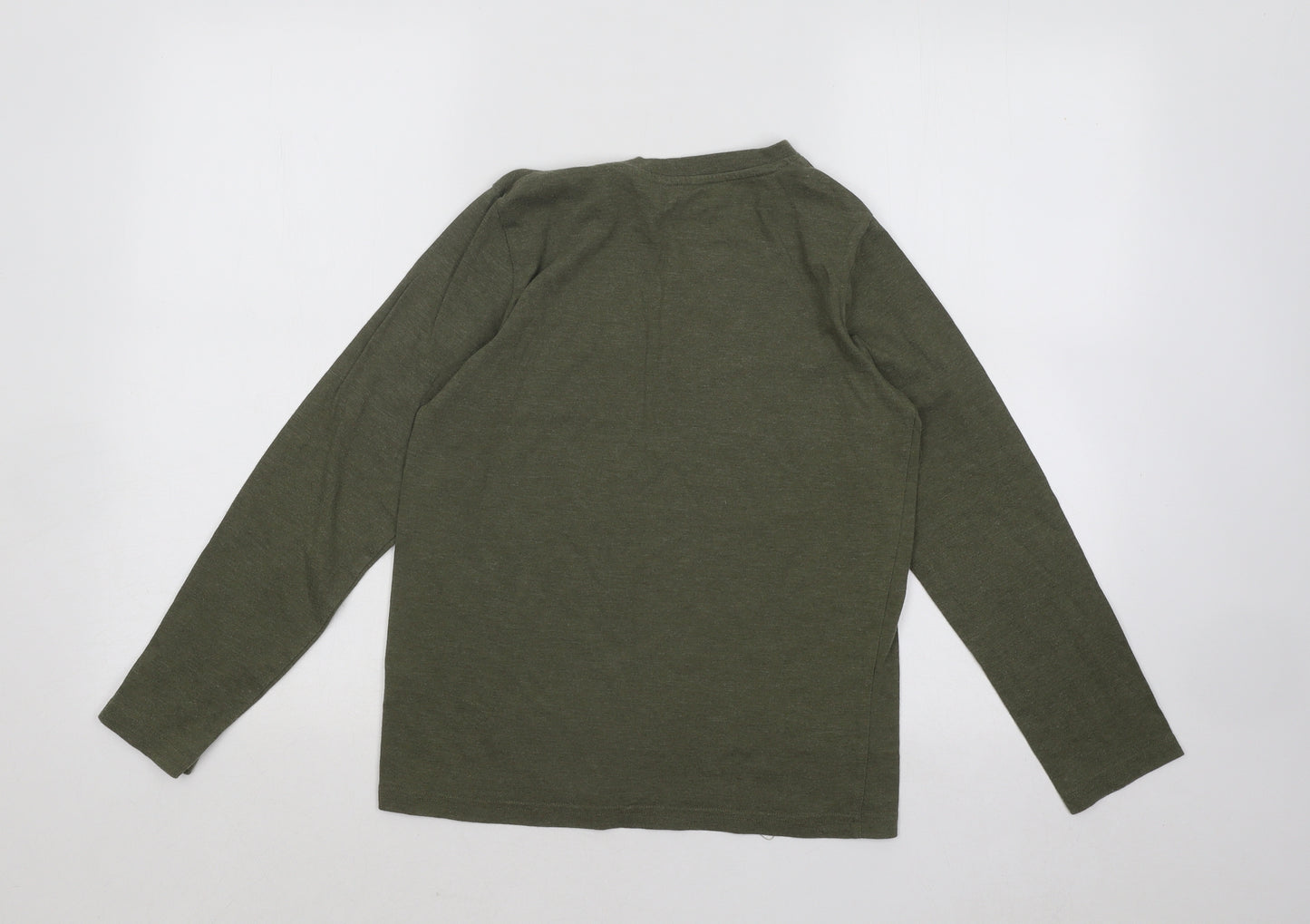 F&F Boys Green Cotton Basic T-Shirt Size 11-12 Years Round Neck Pullover - Lightening Bolt