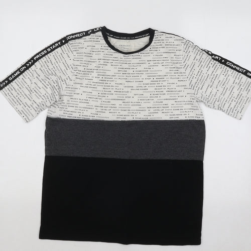Primark Boys Multicoloured Colourblock Cotton Basic T-Shirt Size 14-15 Years Round Neck Pullover - Gaming