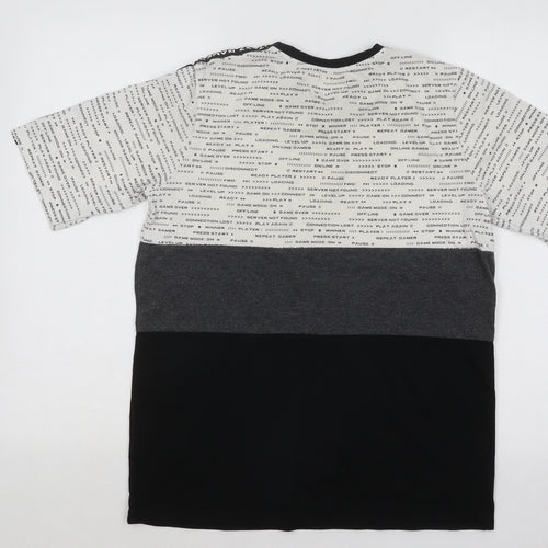 Primark Boys Multicoloured Colourblock Cotton Basic T-Shirt Size 14-15 Years Round Neck Pullover - Gaming