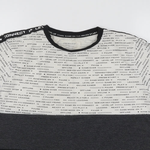 Primark Boys Multicoloured Colourblock Cotton Basic T-Shirt Size 14-15 Years Round Neck Pullover - Gaming