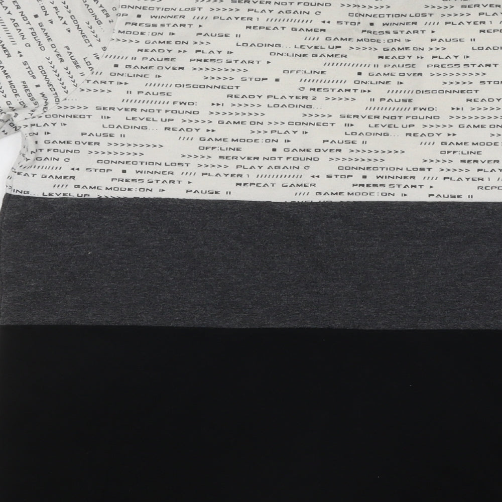 Primark Boys Multicoloured Colourblock Cotton Basic T-Shirt Size 14-15 Years Round Neck Pullover - Gaming