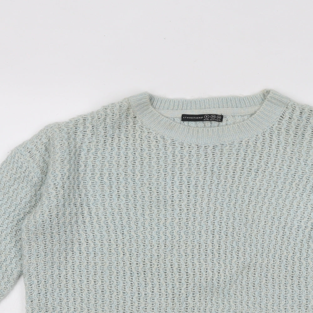 Atmosphere Womens Blue Round Neck Acrylic Pullover Jumper Size 8