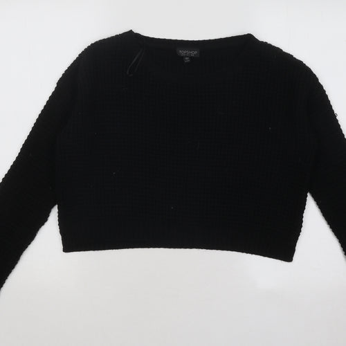 Topshop Womens Black Round Neck Acrylic Pullover Jumper Size 8