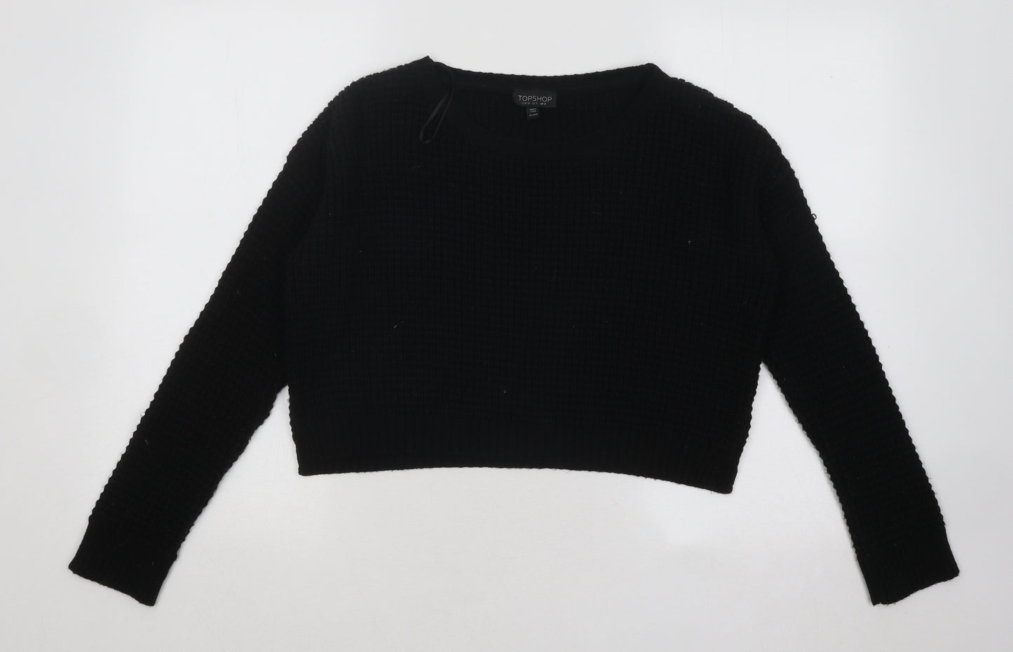 Topshop Womens Black Round Neck Acrylic Pullover Jumper Size 8