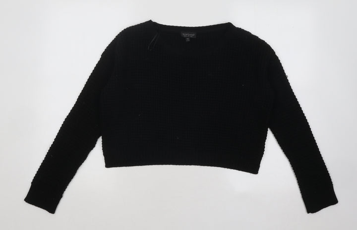 Topshop Womens Black Round Neck Acrylic Pullover Jumper Size 8