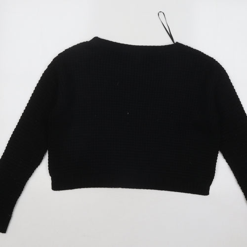 Topshop Womens Black Round Neck Acrylic Pullover Jumper Size 8