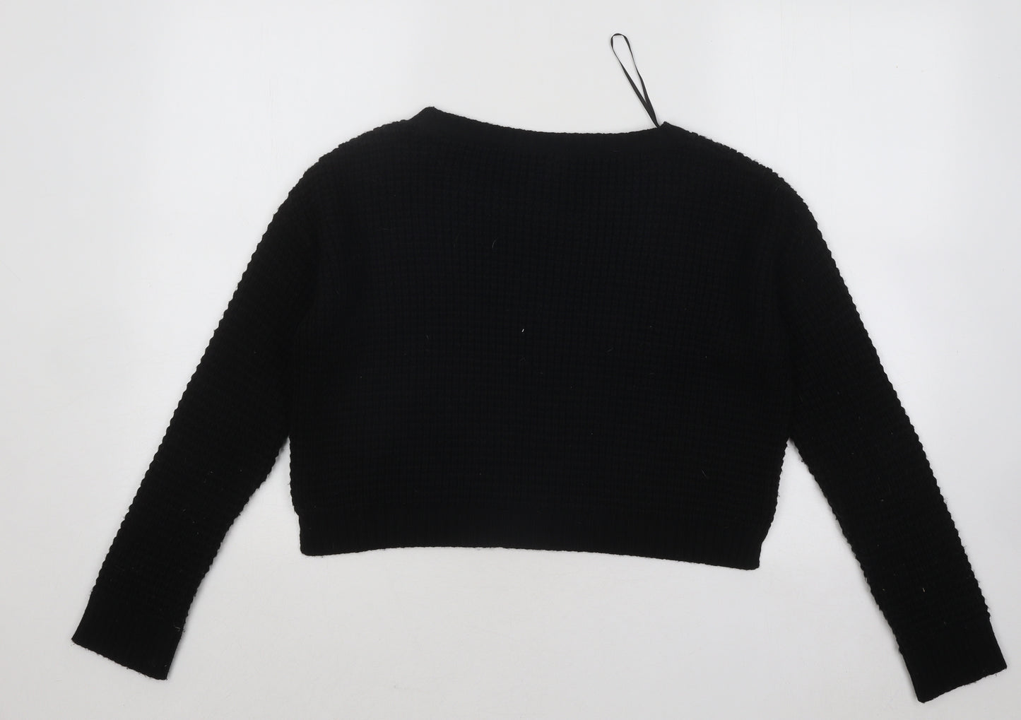 Topshop Womens Black Round Neck Acrylic Pullover Jumper Size 8