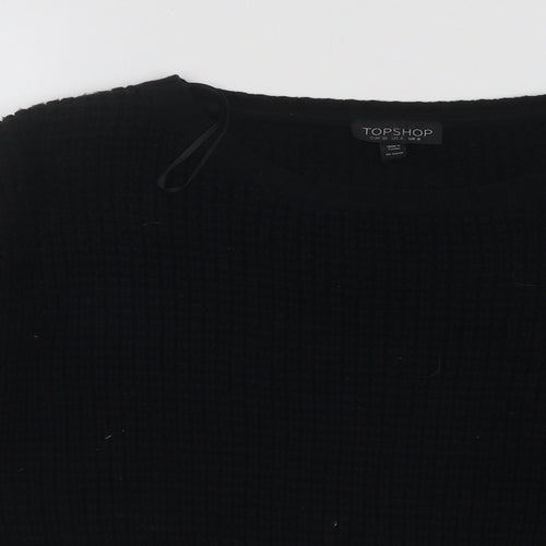Topshop Womens Black Round Neck Acrylic Pullover Jumper Size 8