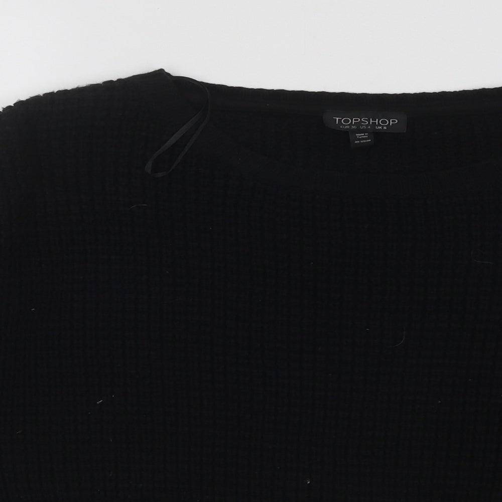 Topshop Womens Black Round Neck Acrylic Pullover Jumper Size 8