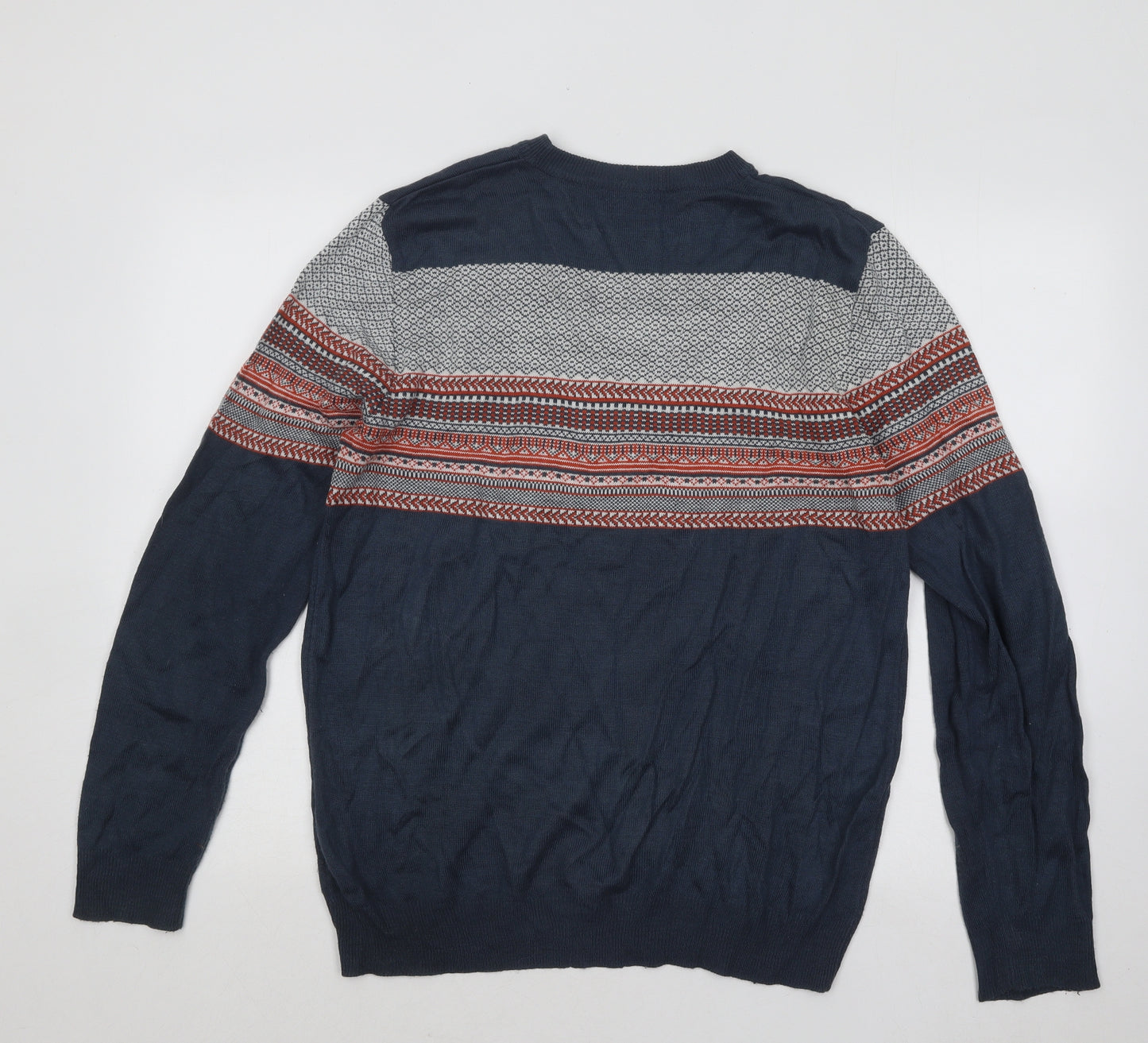 Cedar Wood State Mens Multicoloured Round Neck Geometric Acrylic Pullover Jumper Size M