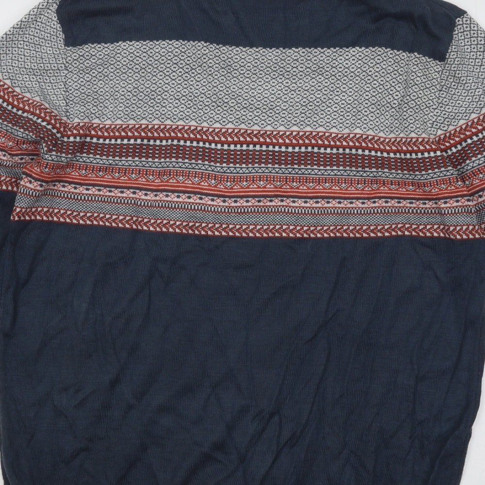 Cedar Wood State Mens Multicoloured Round Neck Geometric Acrylic Pullover Jumper Size M