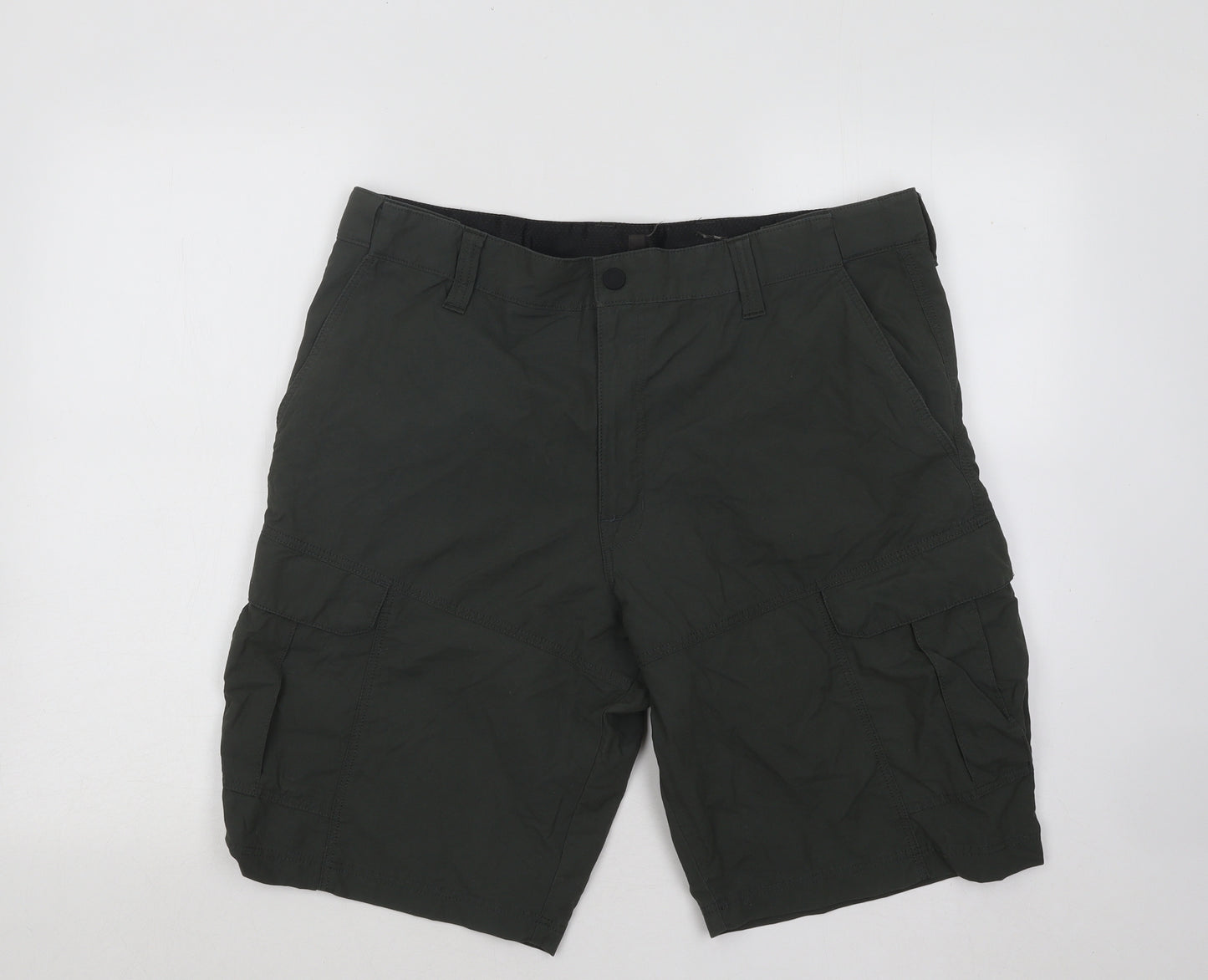 Preworn Mens Green Cotton Cargo Shorts Size 36 in Regular Button