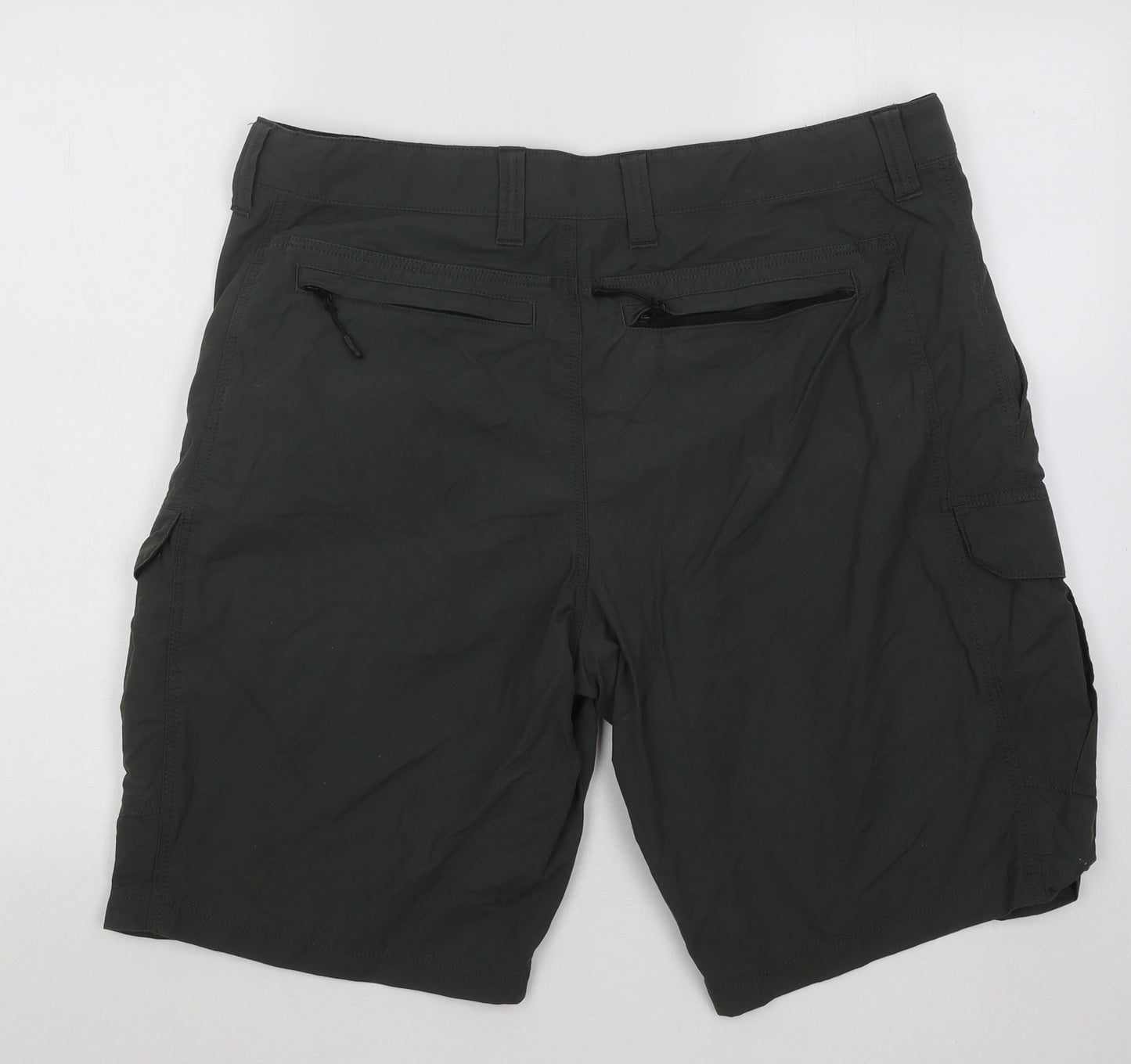 Preworn Mens Green Cotton Cargo Shorts Size 36 in Regular Button