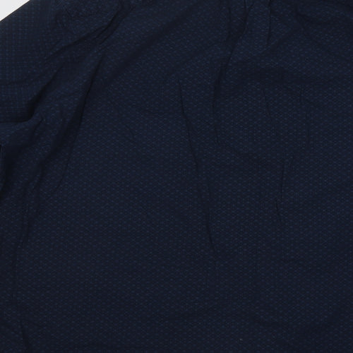 George Mens Blue Geometric Cotton Button-Up Size 16.5 Collared Button