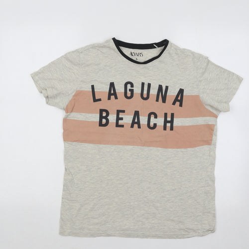 ACW85 Mens Beige Cotton T-Shirt Size S Round Neck - Laguna Beach