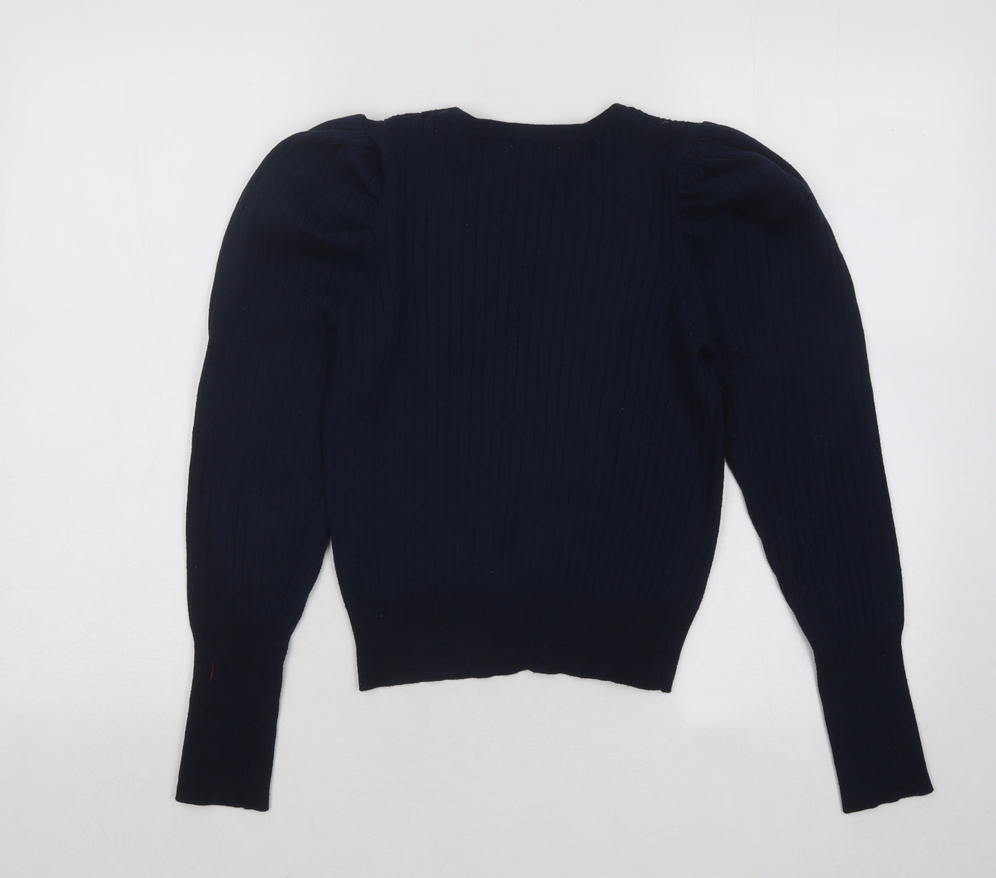 Primark Womens Blue V-Neck Polyester Cardigan Jumper Size 10 - Ribbed