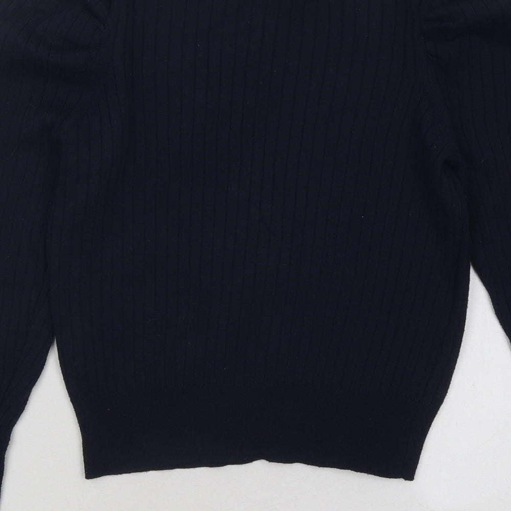 Primark Womens Blue V-Neck Polyester Cardigan Jumper Size 10 - Ribbed